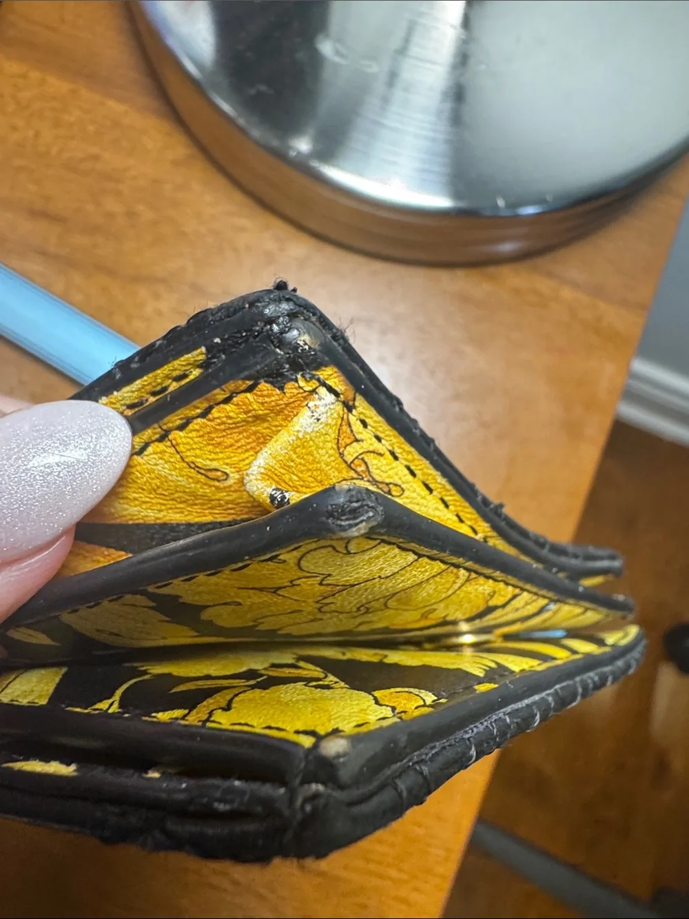 Versace Black Quilted Leather Women's Wallet (Missing front 